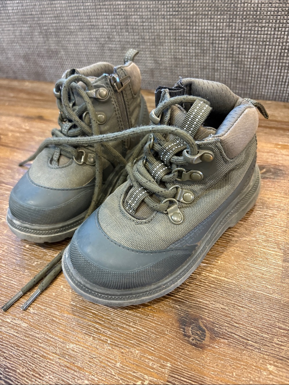 Zara Kids Olive Green Lace-Up Outdoor Boots